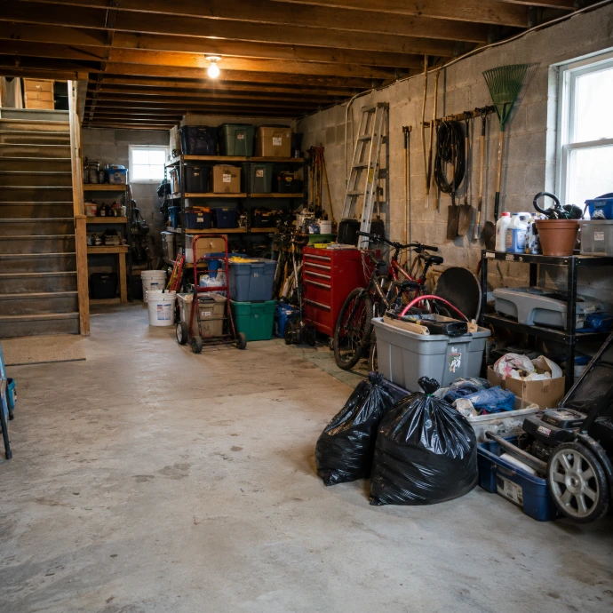 Garage and basement cleanout with tools and bins near Rock Tavern NY, Orange County, Dutchess County, Ulster County, Bergen County, Hudson Valley, Northern New Jersey, Sussex County, Connecticut, Fairfield County, Litchfield Hills, Rockland County, Westchester County